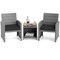 Costway 3 PCS Patio Furniture Set with Tempered Glass Coffee Table & Soft Seat Cushions Gray/Black/White